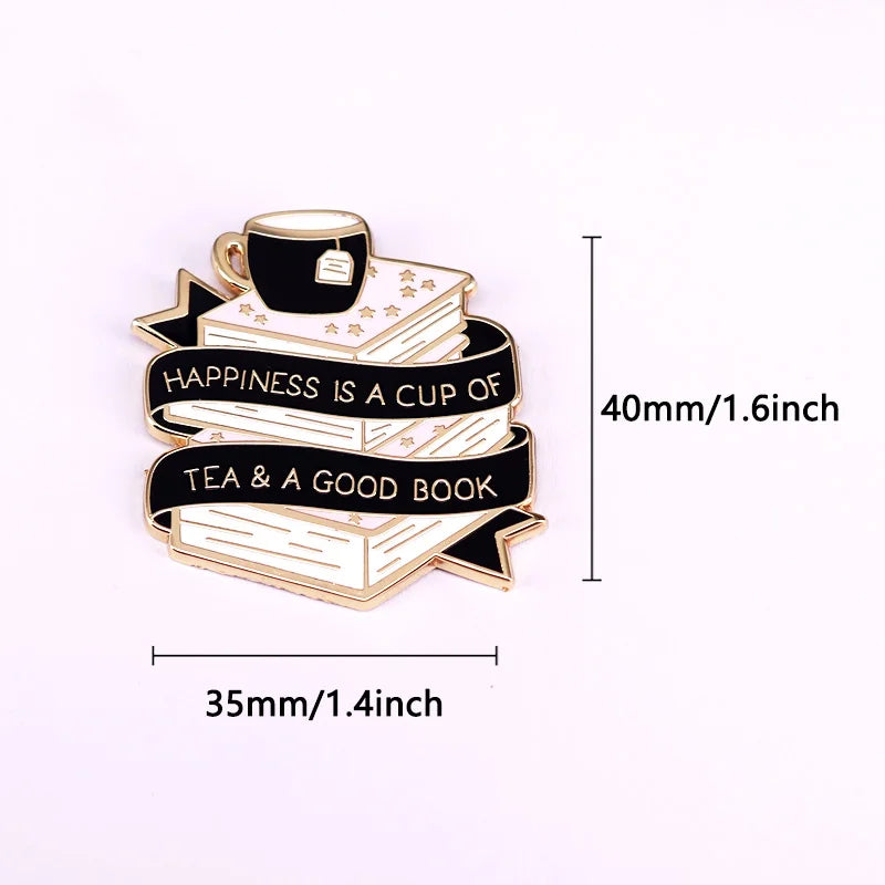 Tea & A Good Book Enamel Pin
