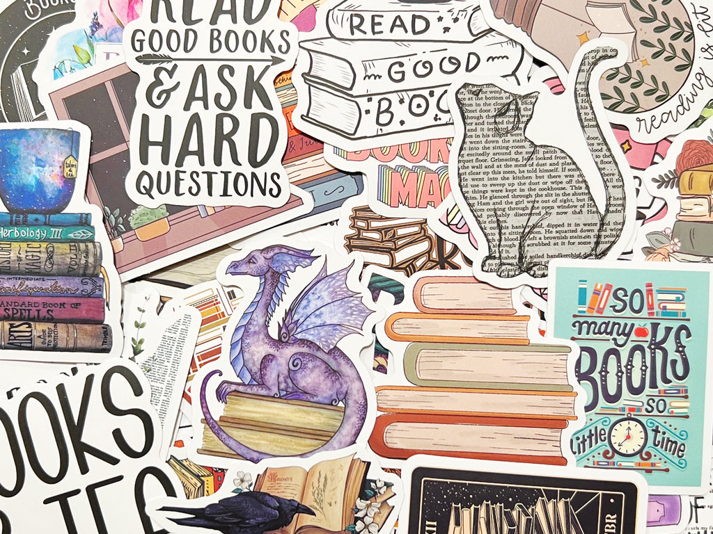 10-100 Book Themed Stickers Kindle Reader Bookish Reading Sticker Lot Pack