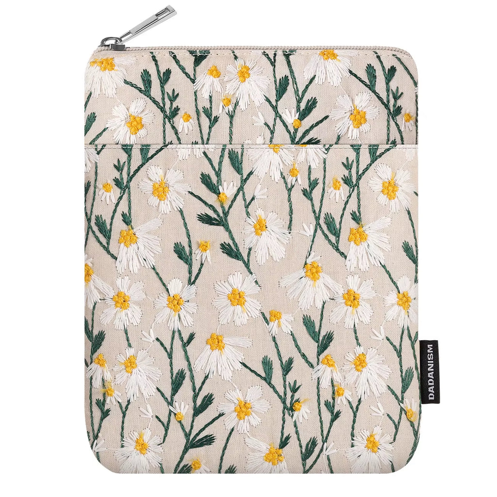 Embroidered Daisy Padded Sleeve for 7" Kindle Paperwhite, Protective Sleeve Case for 6" Kindle/Kindle Oasis/Kobo E-Reader
