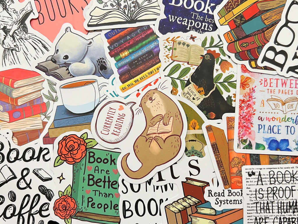 10-100 Book Themed Stickers Kindle Reader Bookish Reading Sticker Lot Pack
