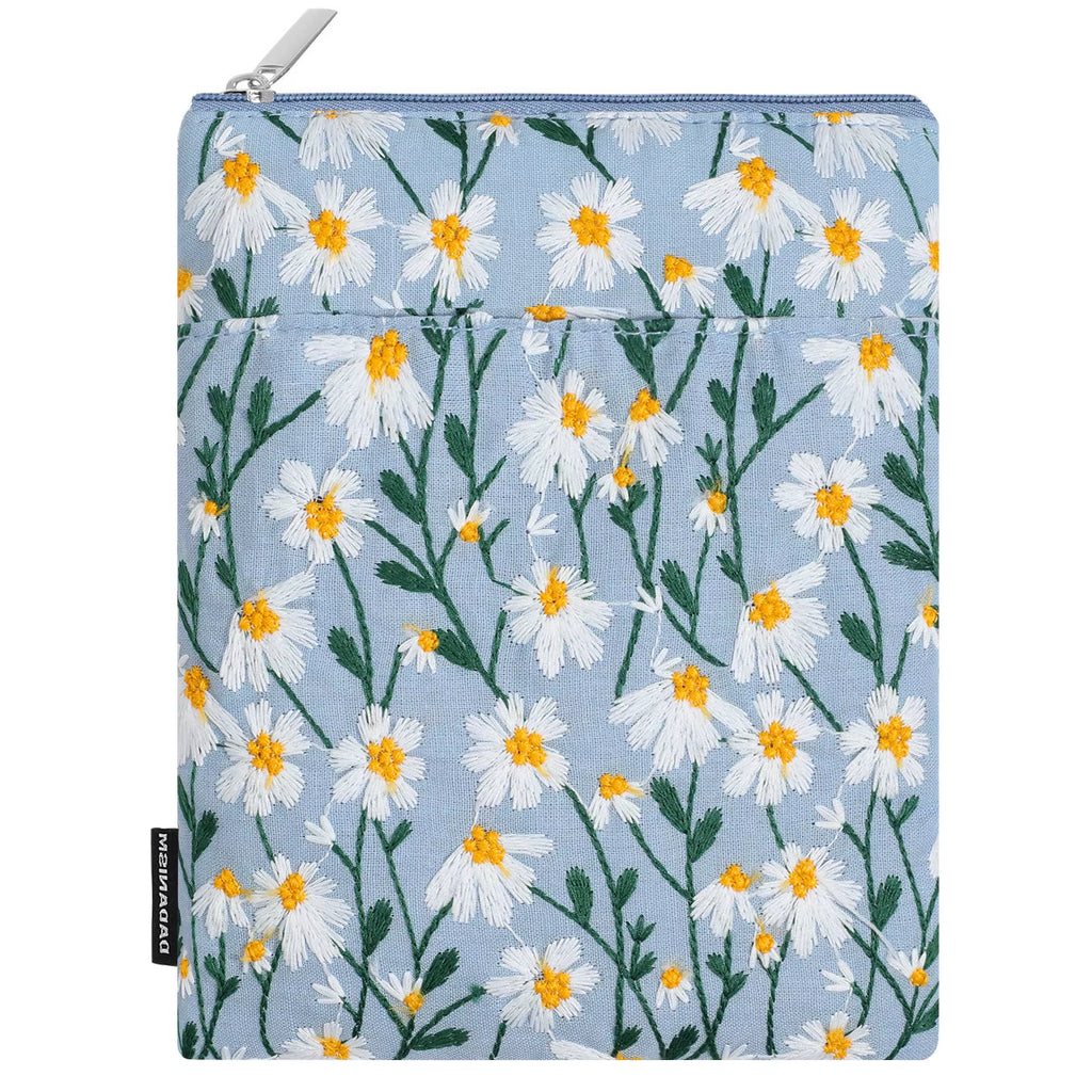 Embroidered Daisy Padded Sleeve for 7" Kindle Paperwhite, Protective Sleeve Case for 6" Kindle/Kindle Oasis/Kobo E-Reader