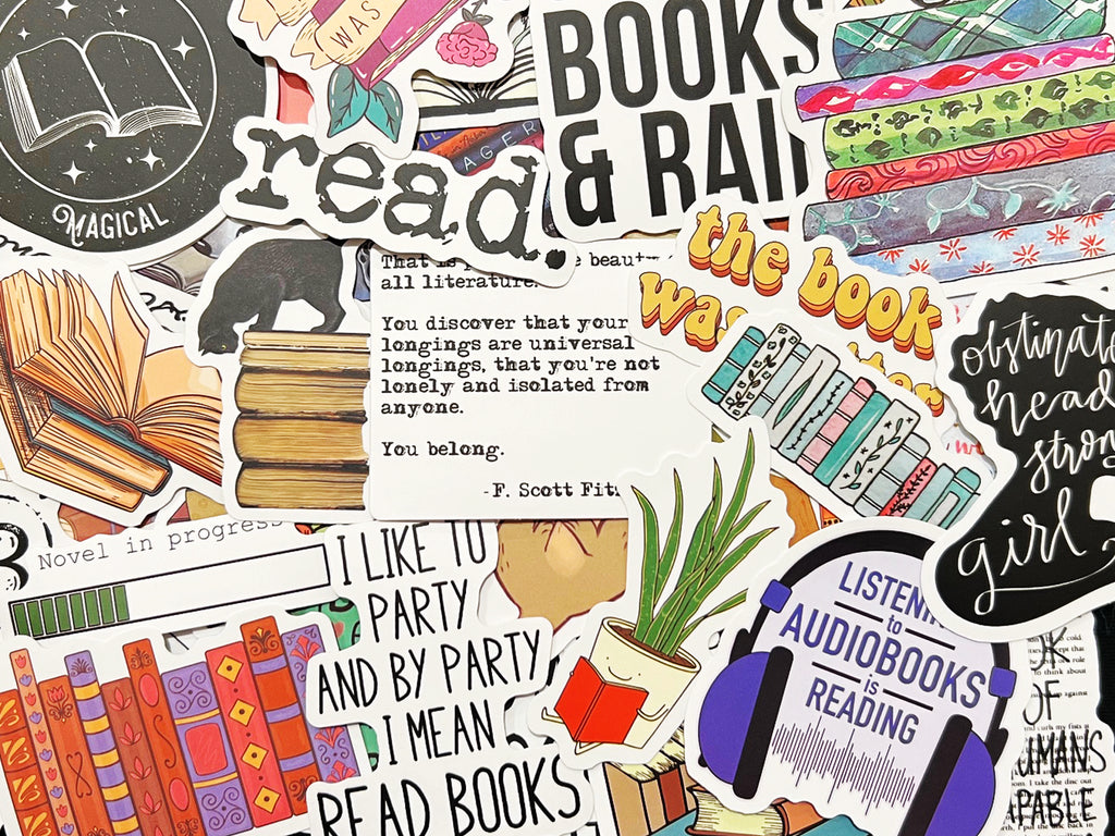 10-100 Book Themed Stickers Kindle Reader Bookish Reading Sticker Lot Pack